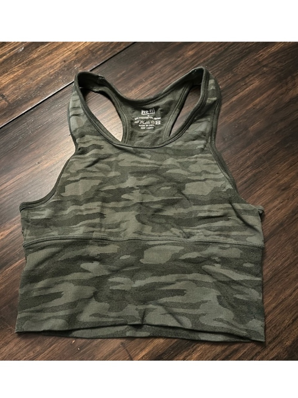 Camo Racerback Seamless Sports Bra - Olive Green